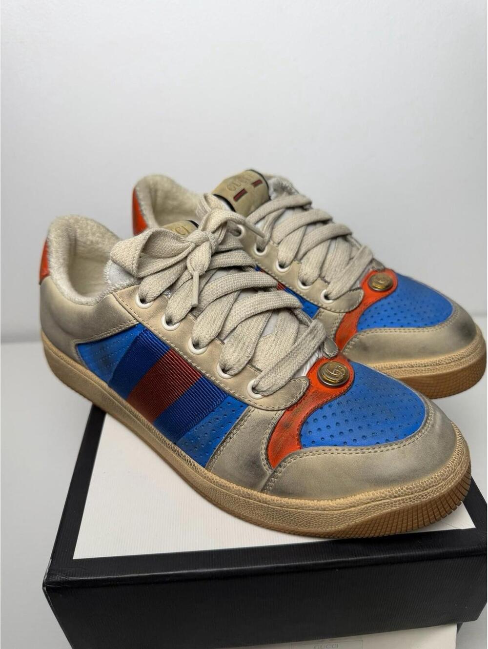 Gucci Screener Distressed Sneaker SZ 5.5 G Authentic